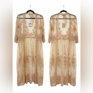 Outdoor Casuals $38 NWT Boho Embroidered Lace Kimono S/M P2P 19-20” Boho Western